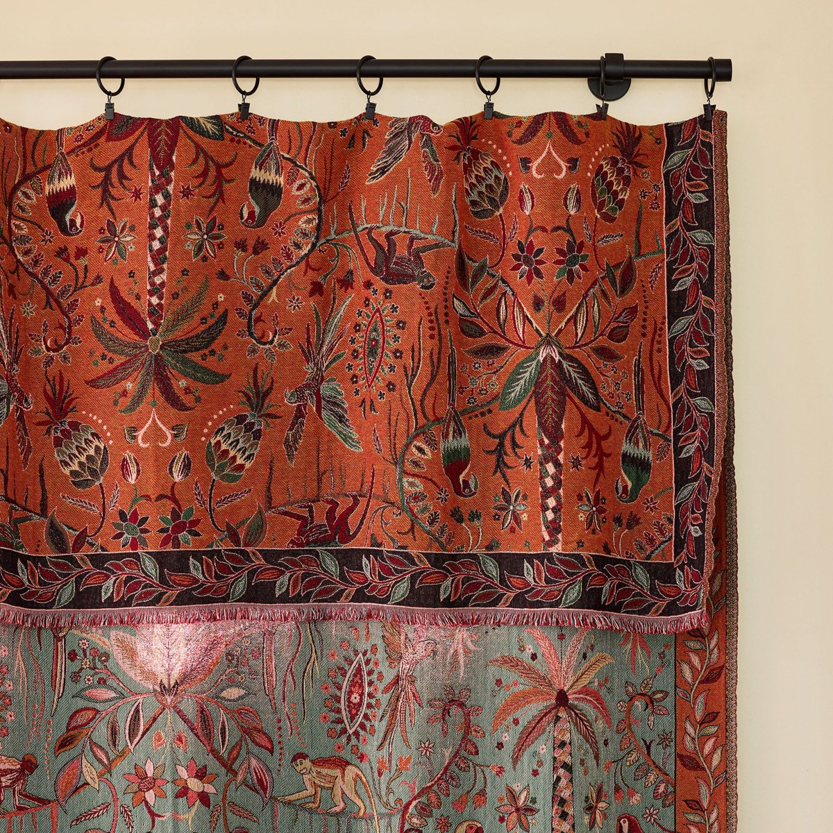 Rideau panneau SUNDARI orangé et multicolore