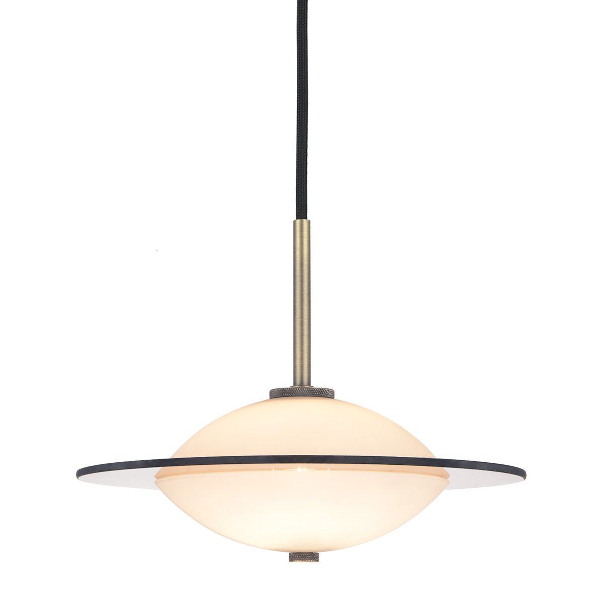 Suspension Orbit Ø24 cm G9 – Verre opale / métal laiton antique