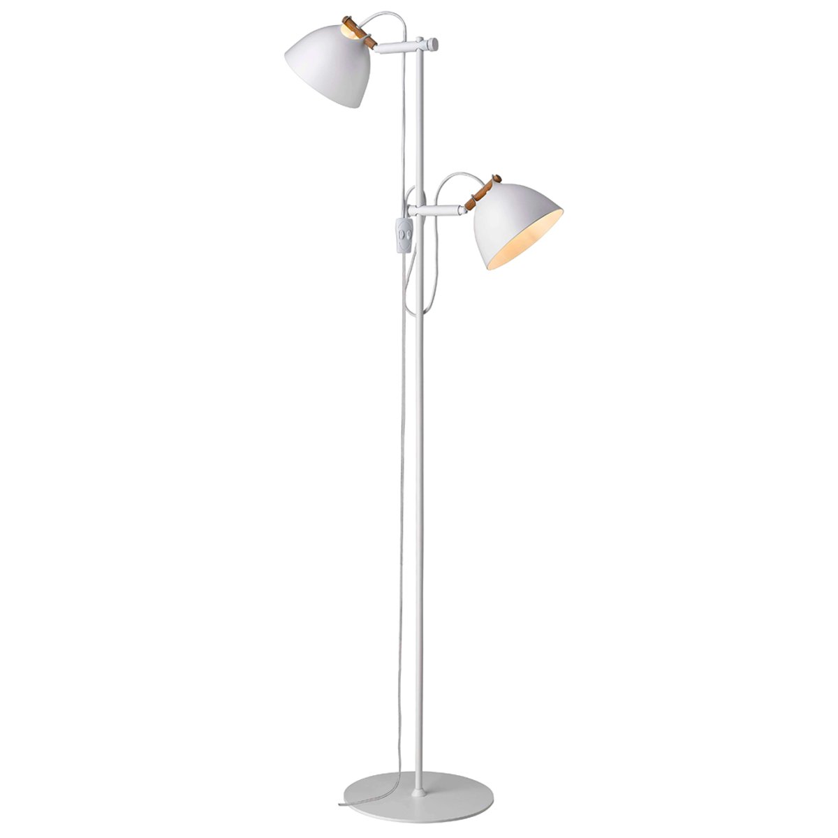 Lampadaire Århus 2 lumières Ø18 G9 – Blanc / bois
