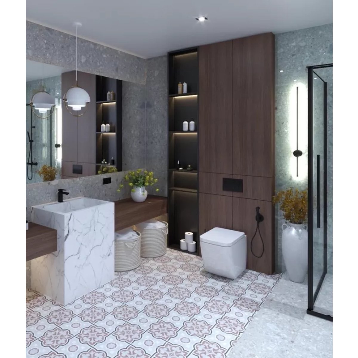 Carrelage Carreaux de Ciment LA MADELEINE 20x20 Flow Marron