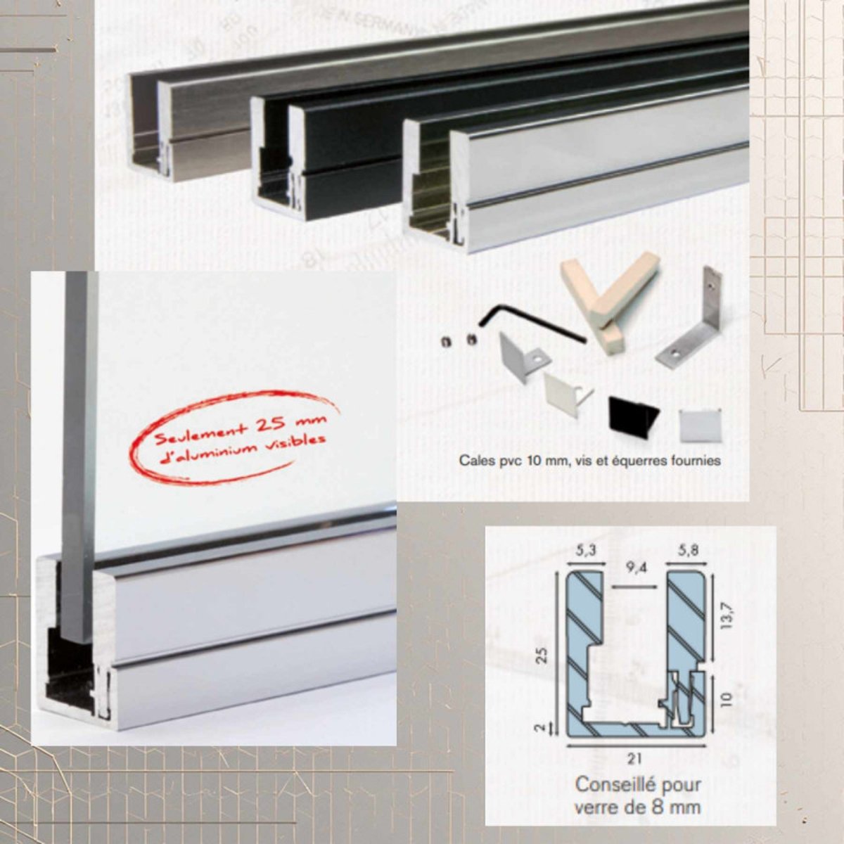 Paroi fixe en verre trempé sur mesure FENESTRA - Poli Brillant ECO