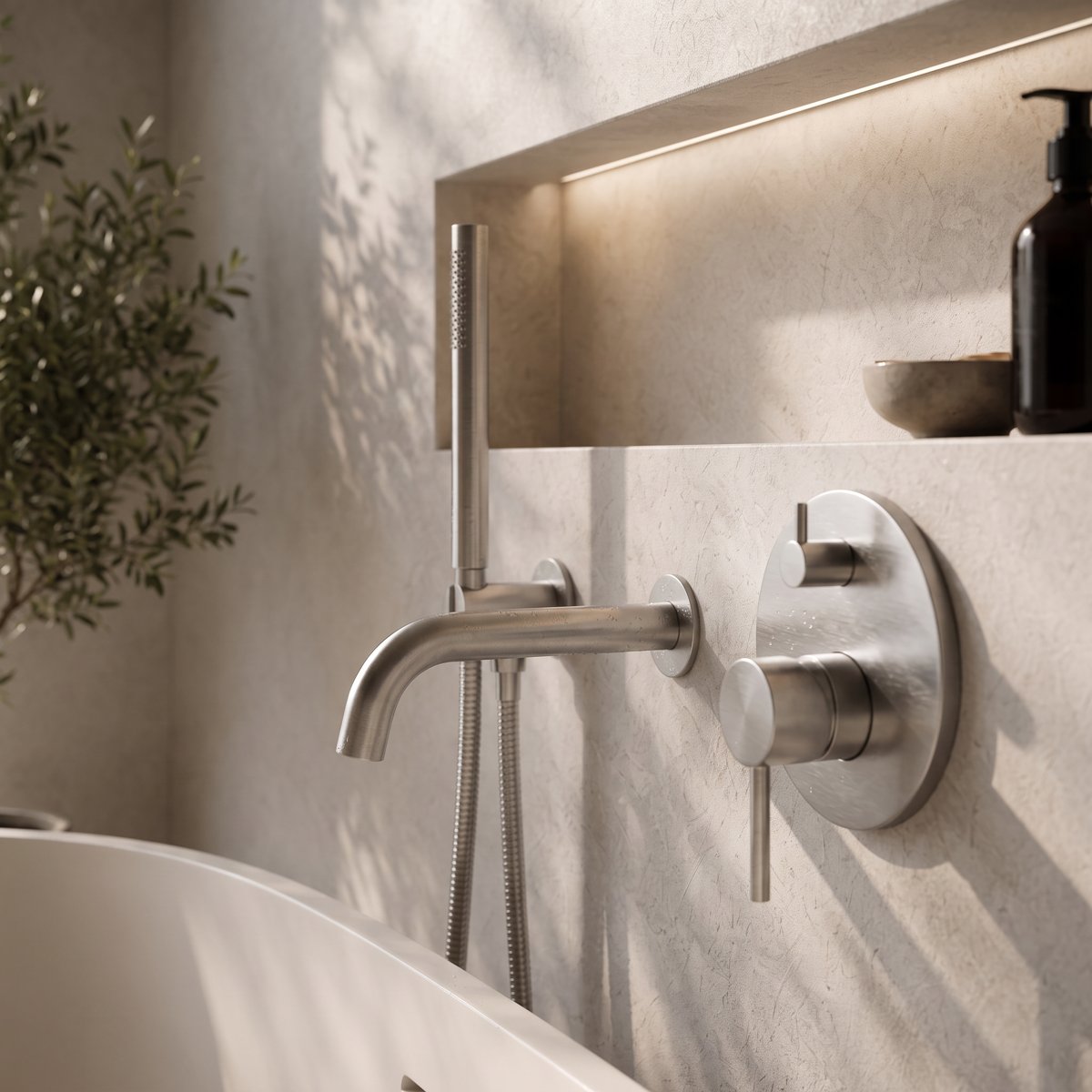 Mitigeur de bain encastré inox brossé