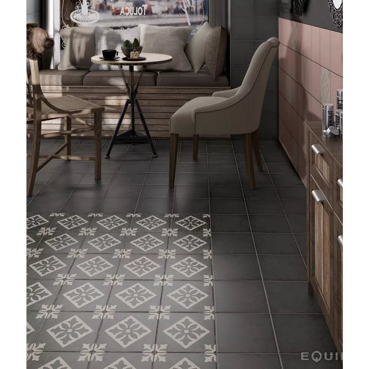 Carrelage Carreaux de Ciment ART NOUVEAU DECOR 20x20 Padua Black
