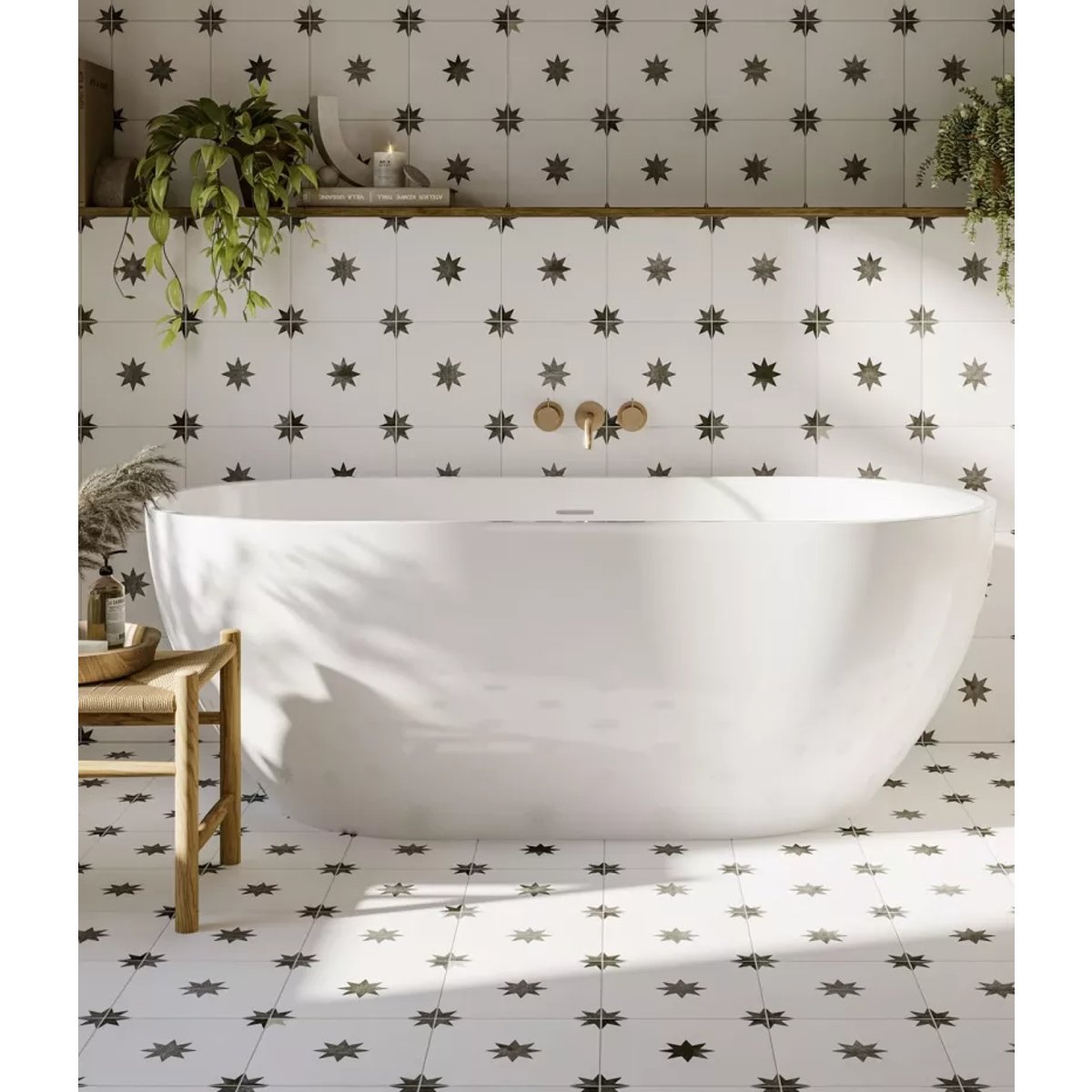Carrelage Carreaux de Ciment Blanc Étoile STAR 44x44 White