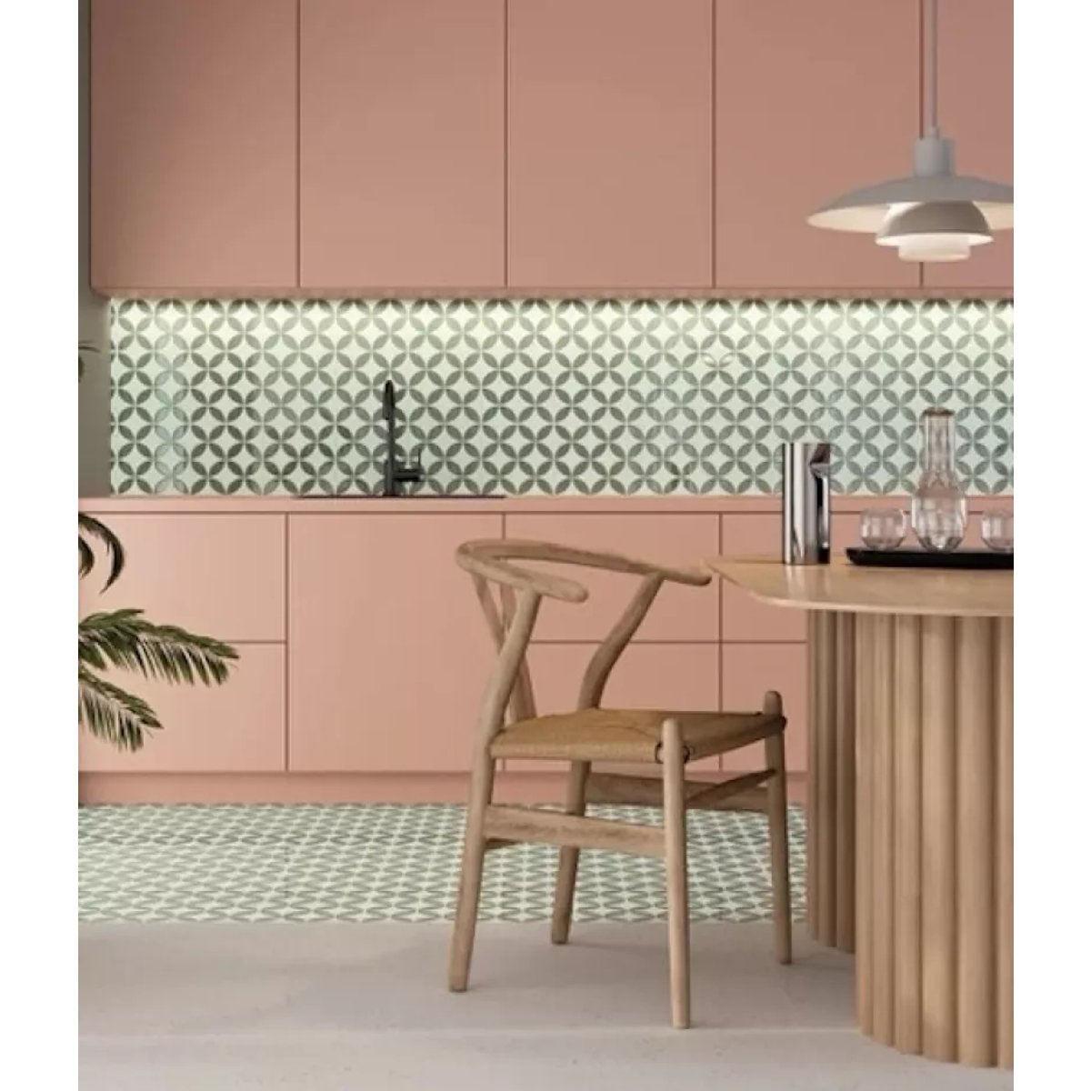 Carrelage Imitation Carreaux De Ciment 22,3x22,3 MAYARI Green Petals