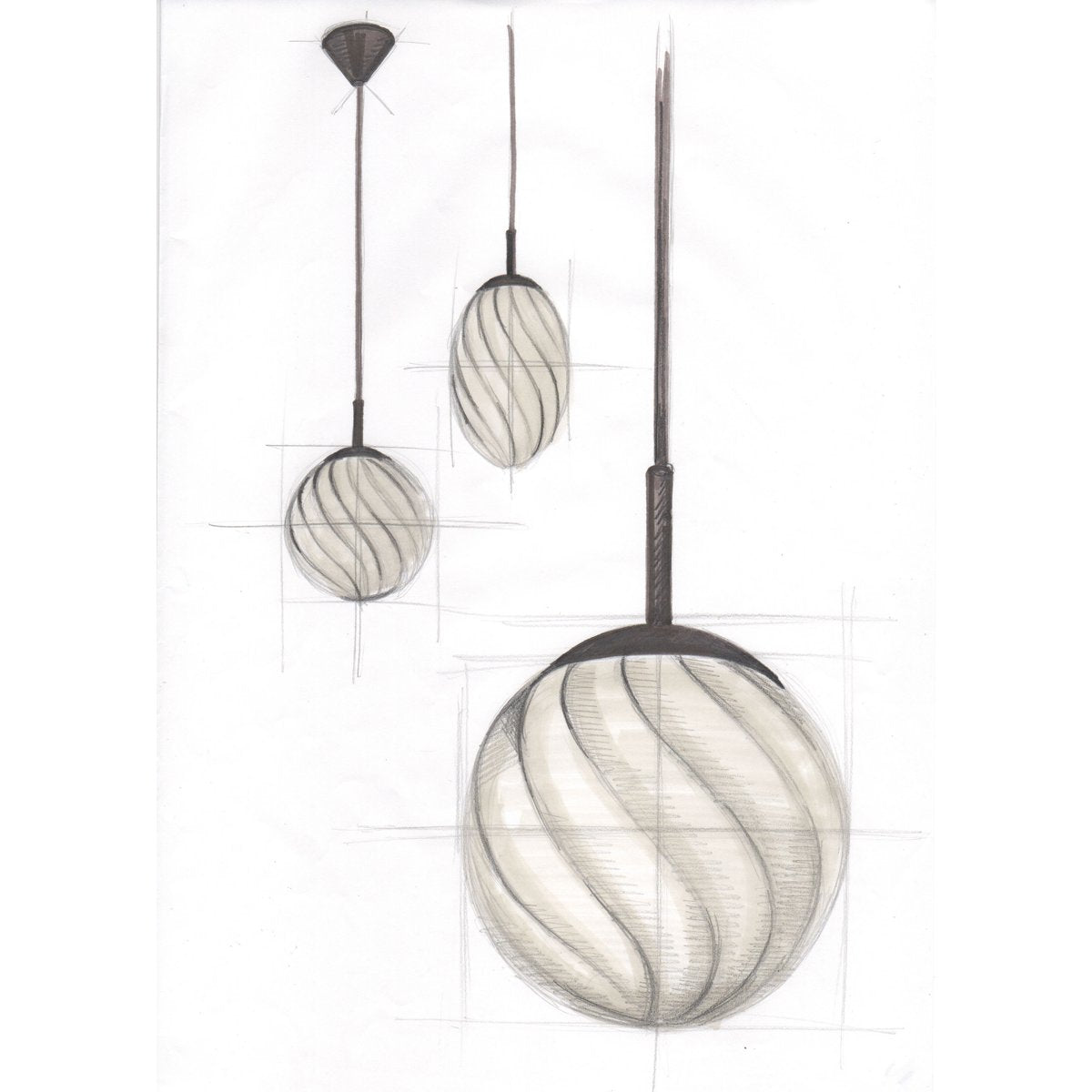 Suspension Twist Ball Ø25 cm E27 – Laiton antique