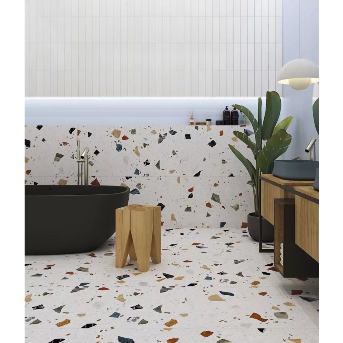Carrelage Effet Terrazzo STRACCIATELLA 60x60 Blanc