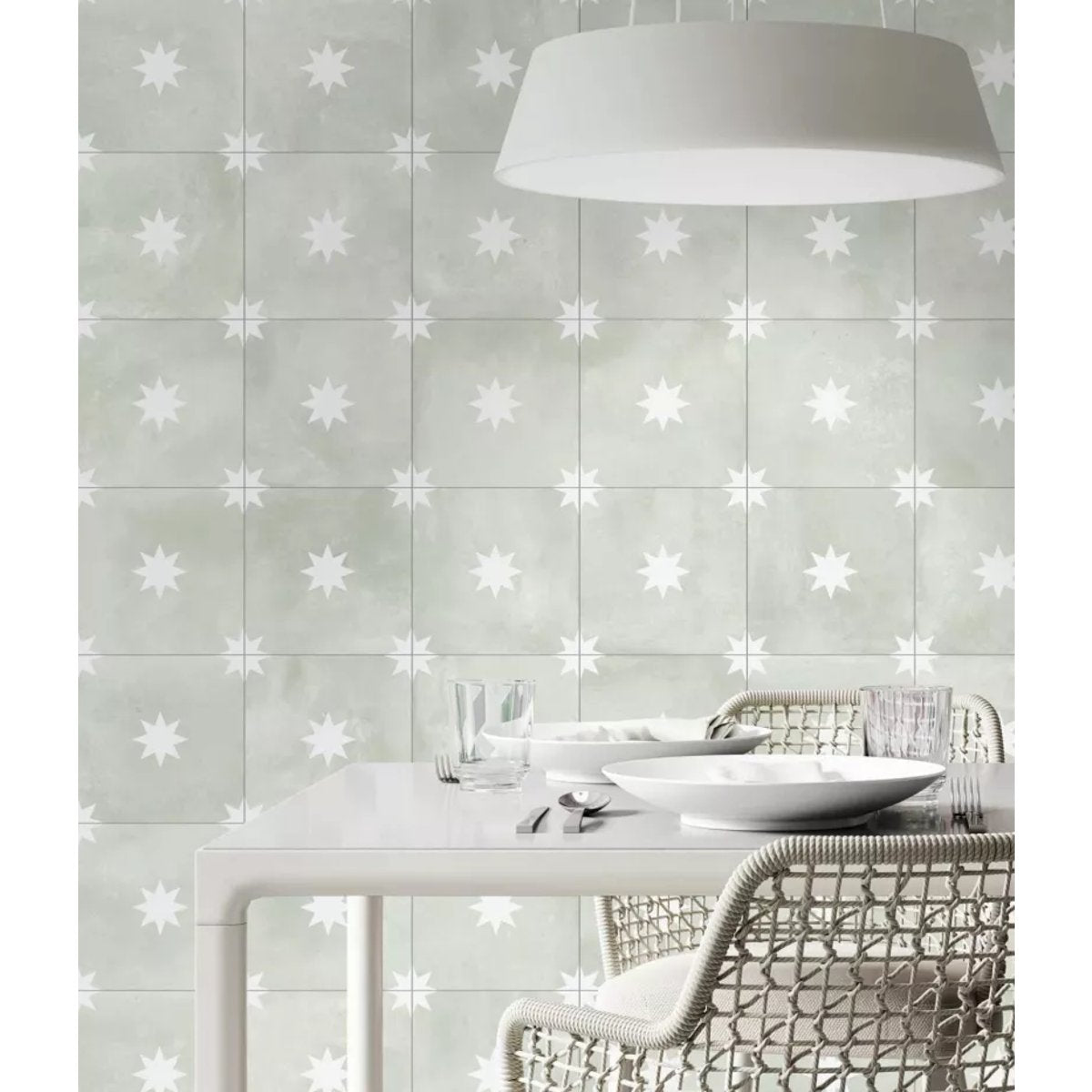 Carrelage Carreaux de Ciment Vert Étoile STAR 44x44 Sage