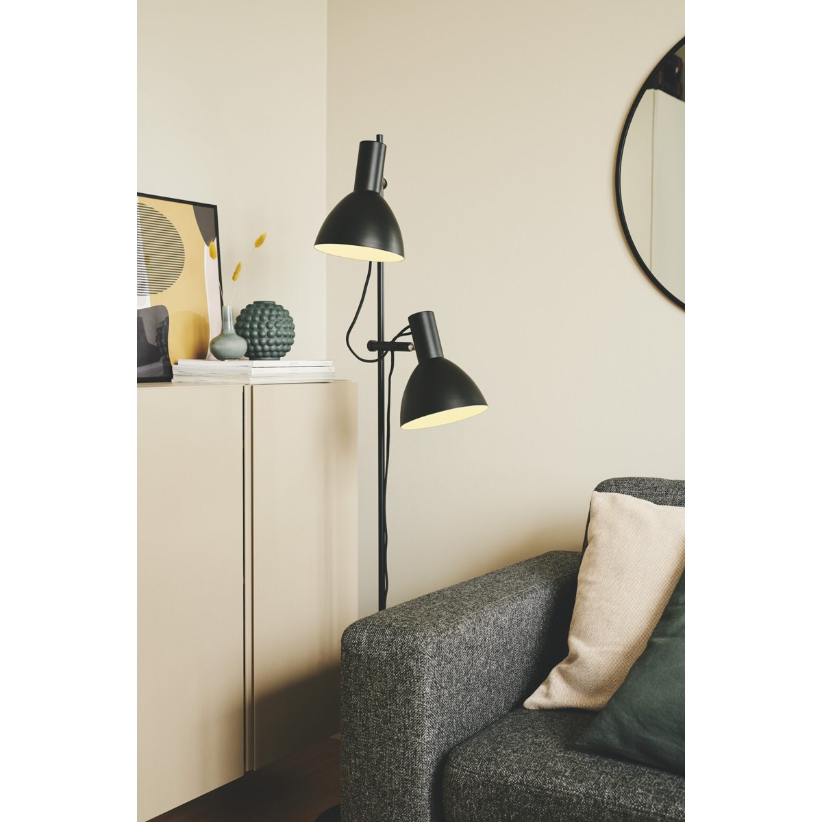 Lampadaire Baltimore 2 lumières – Noir