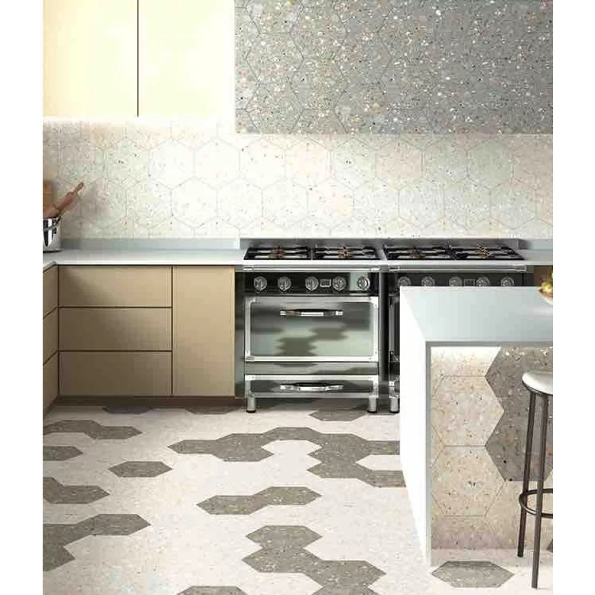 Carrelage Effet Terrazzo Hexagonal AROUSA 25,8x29 Blanco