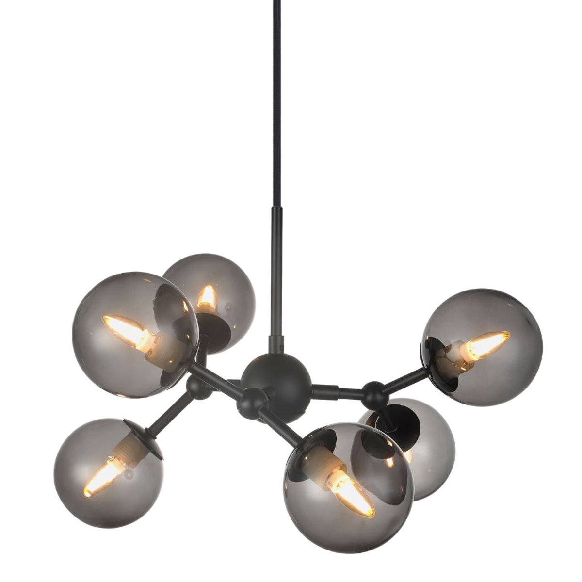 Mini-lustre Atom 6 x G9 – Noir / verre fumé