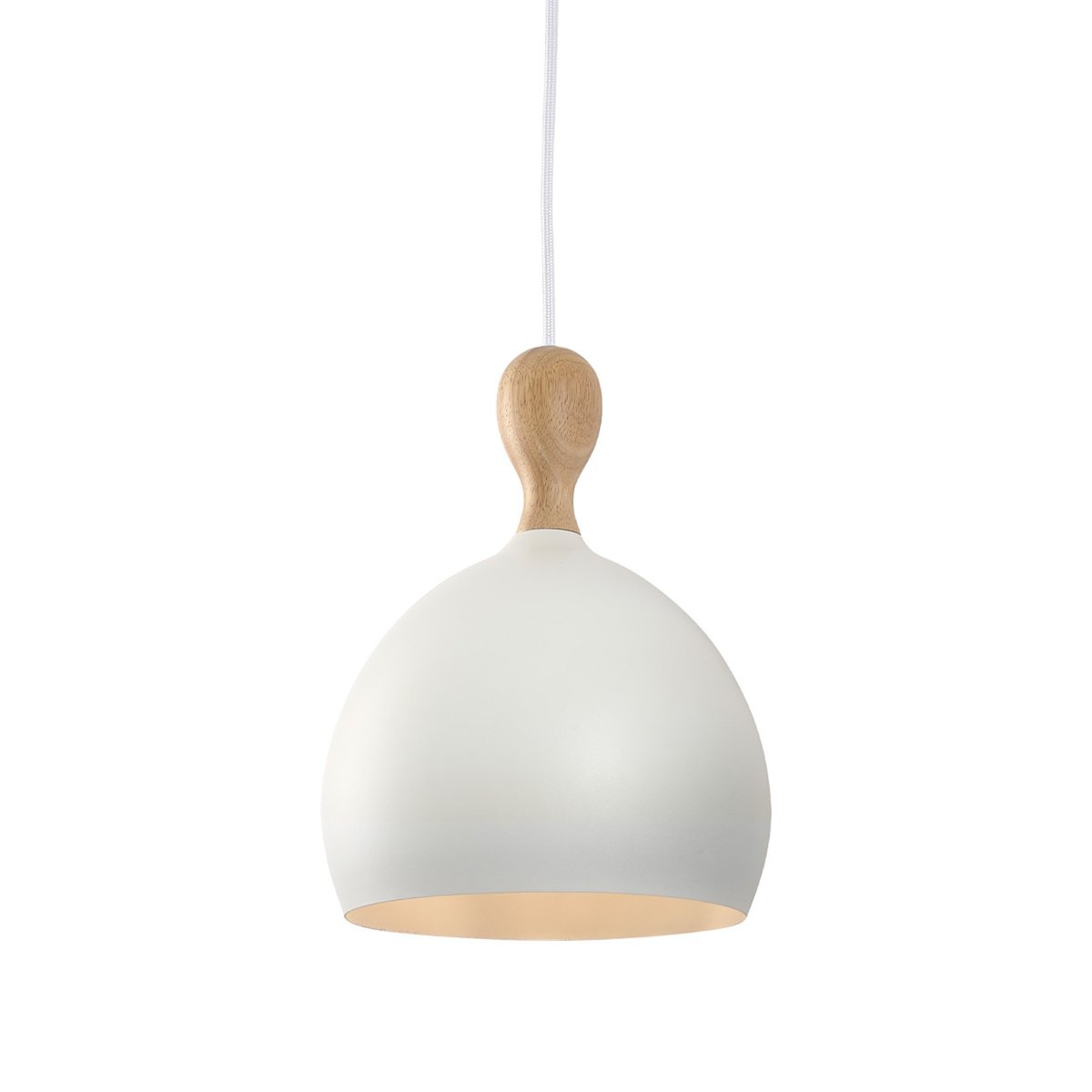 Suspension Dueodde métal et bois Ø18 cm E27 – Blanc