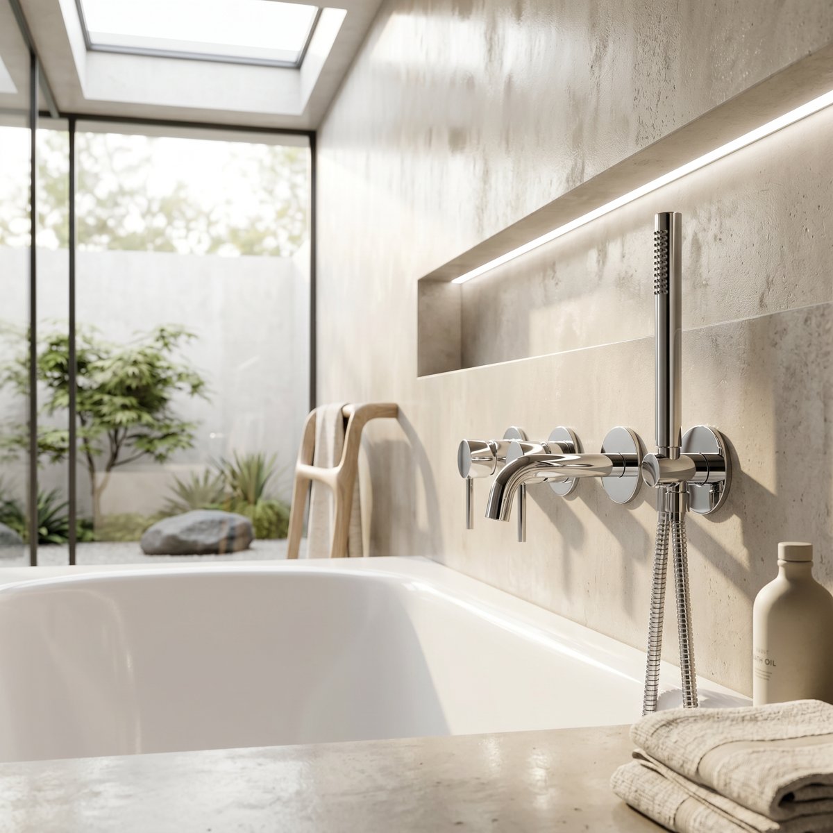 Ensemble de bain encastré chromé