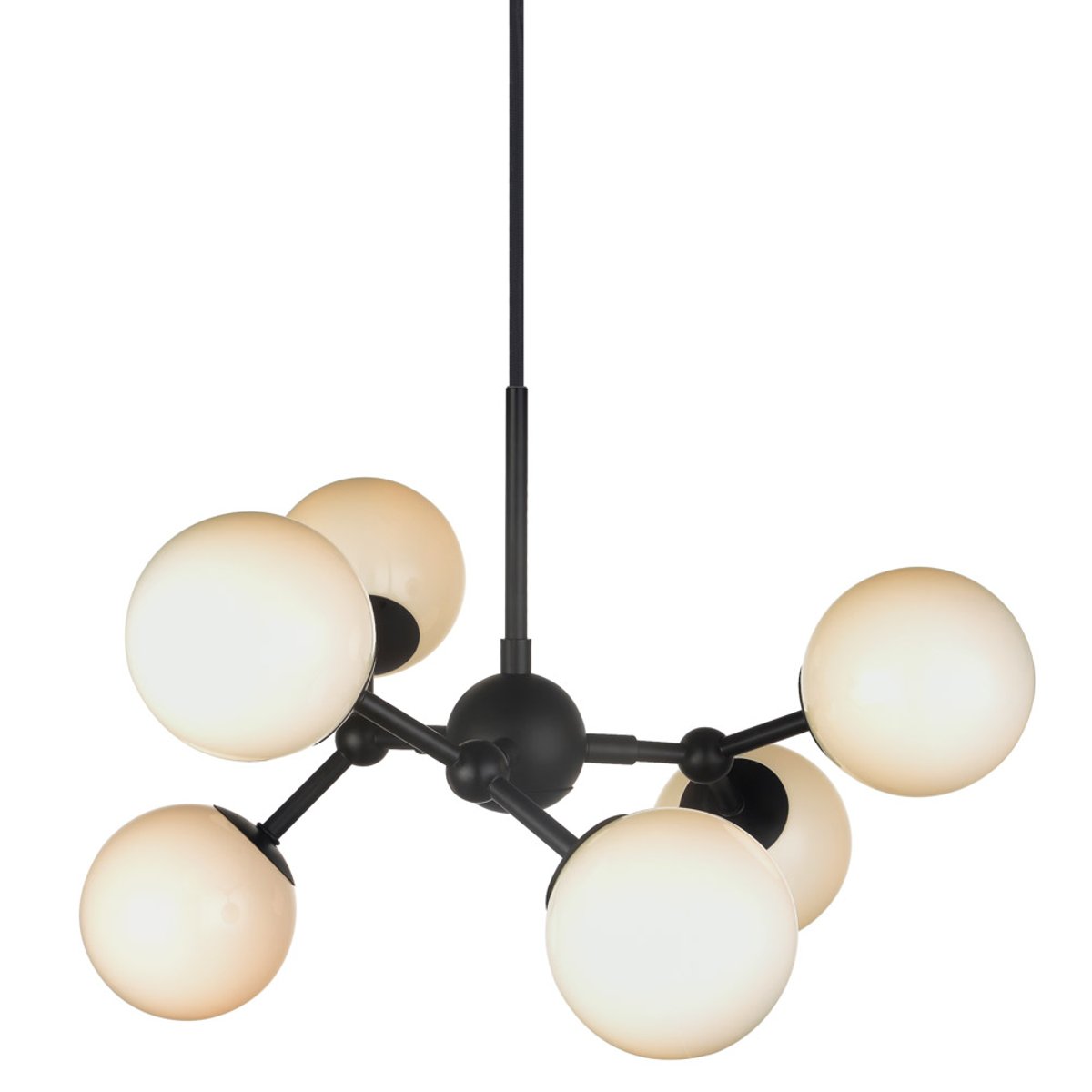 Mini-lustre Atom 6 x G9 – Noir / verre opale