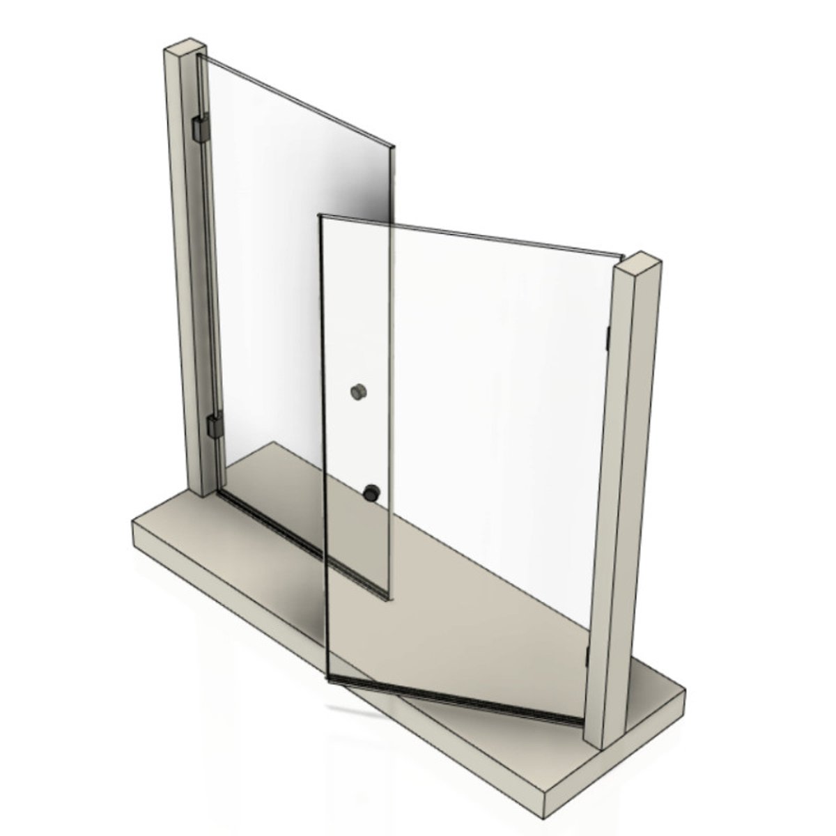 Portes de douche doubles en verre trempé 8mm sur mesure SALOON - Nickel Brossé
