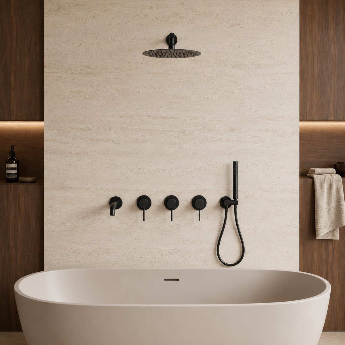 Ensemble bain douche noir mate