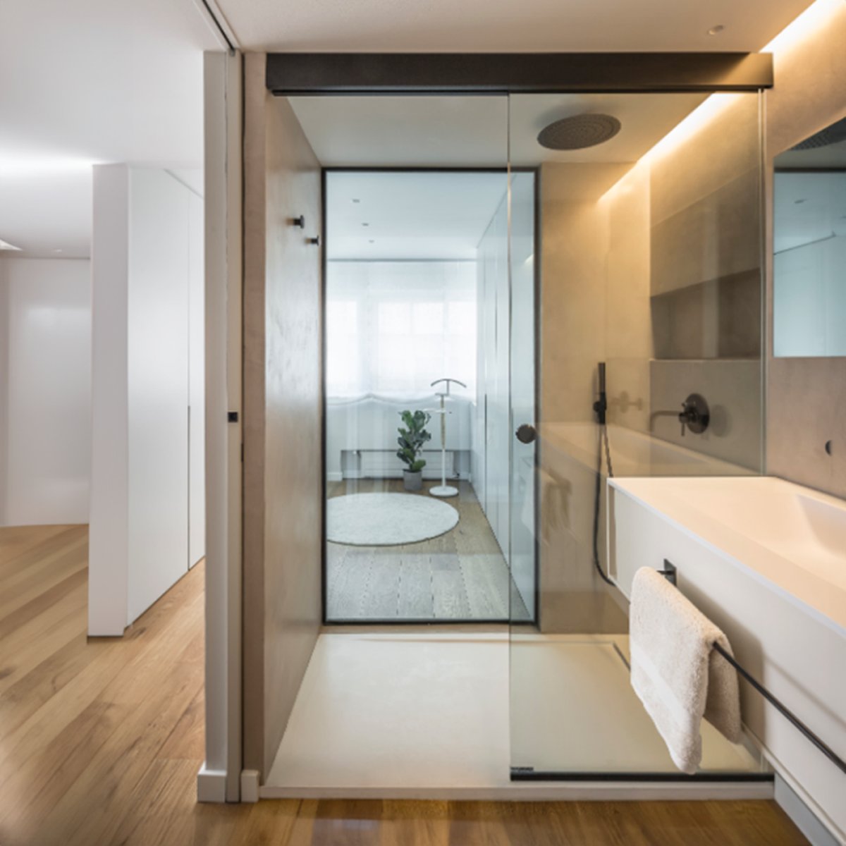 Paroi de douche coulissante Mur-Mur SANHECO sur mesure - Chromé