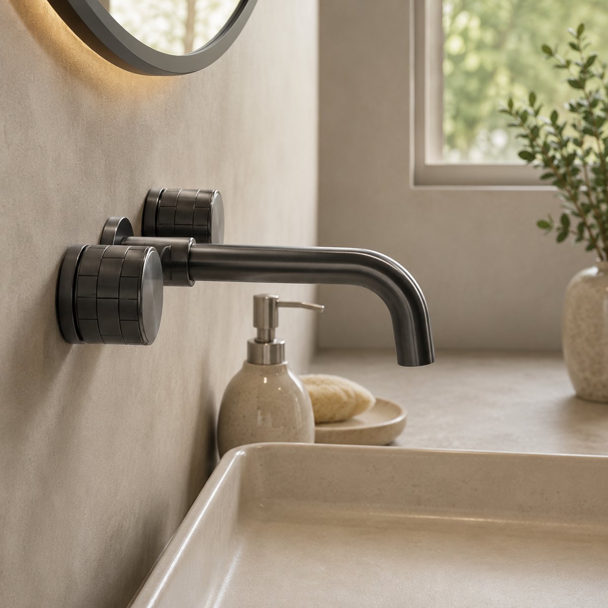 Mitigeur salle de bain encastré gris brossé