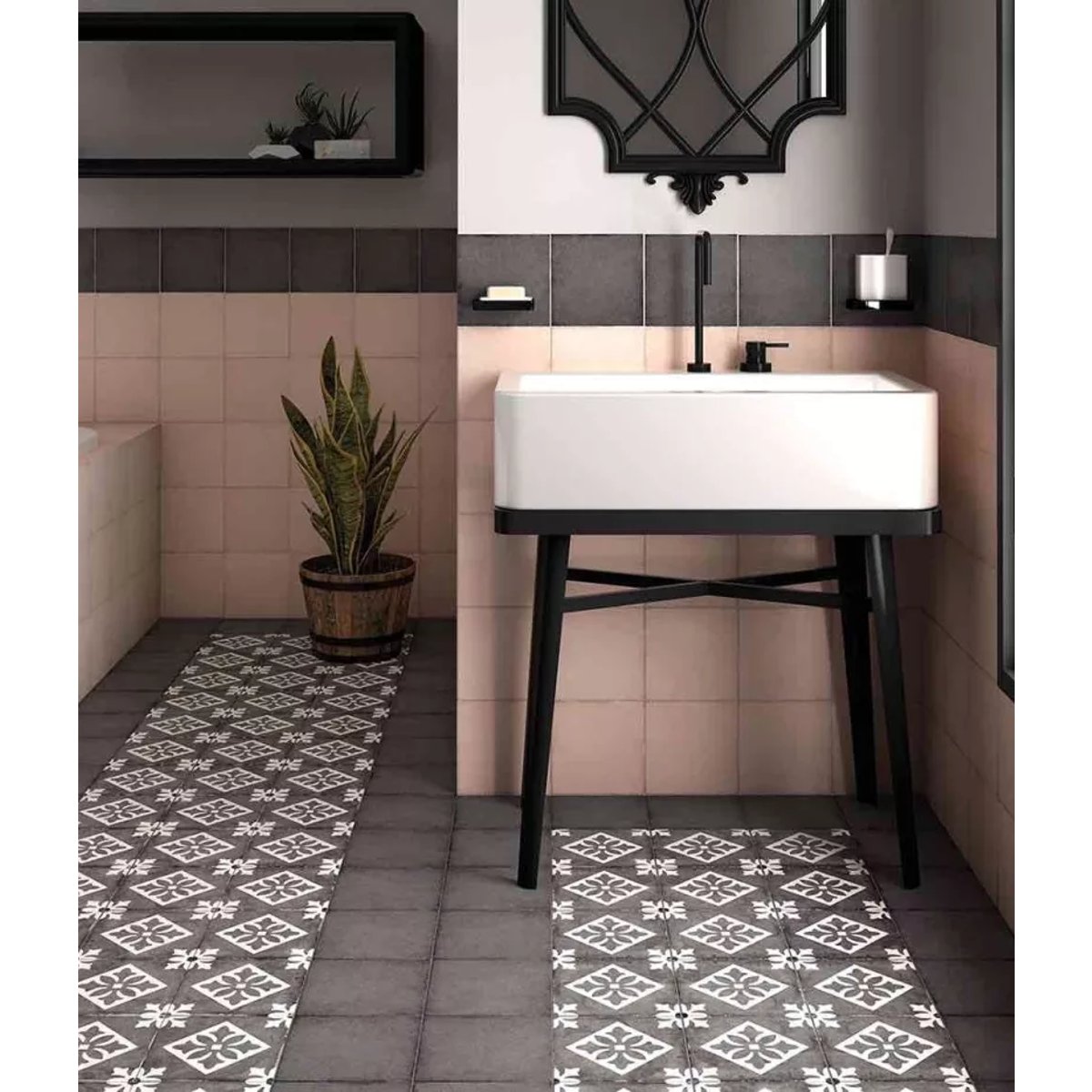 Carrelage Carreaux de Ciment ART NOUVEAU DECOR 20x20 Padua Black