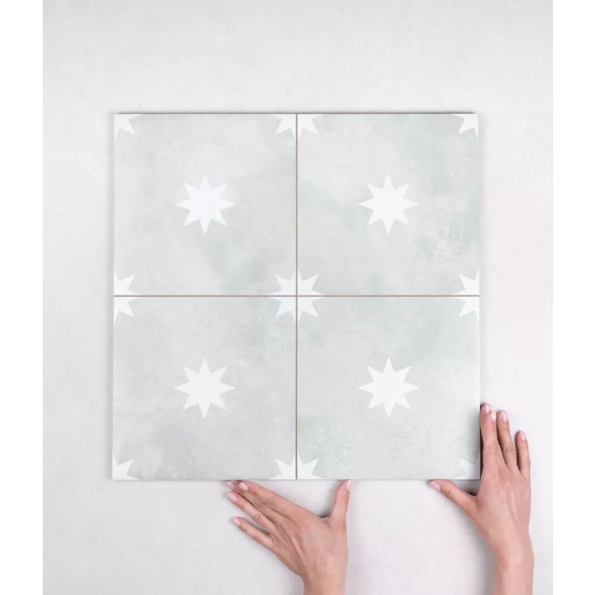 Carrelage Carreaux de Ciment Vert Étoile STAR 44x44 Sage