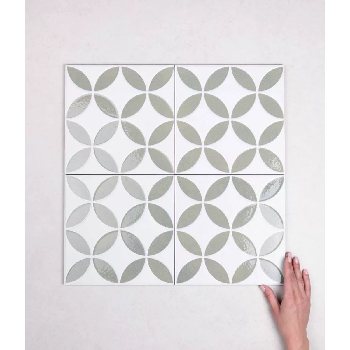 Carrelage Imitation Carreaux De Ciment 22,3x22,3 MAYARI Green Petals