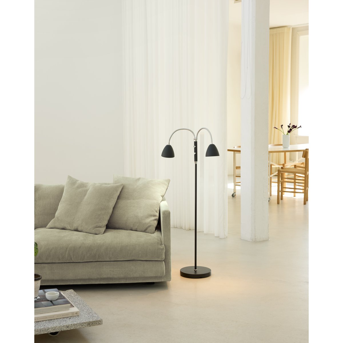 Lampadaire Room 2 lumières – Noir / chrome
