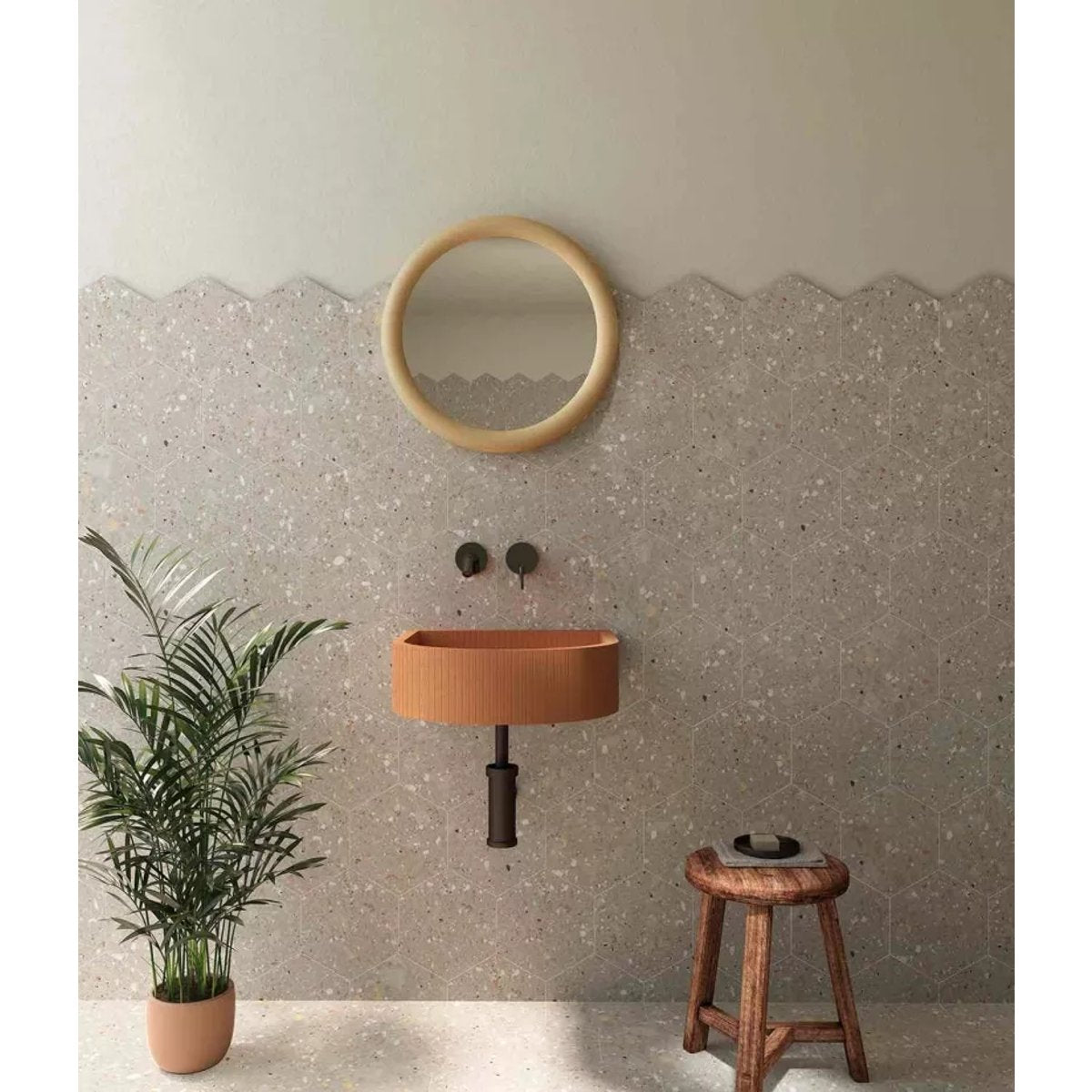Carrelage Effet Terrazzo Hexagonal AROUSA 25,8x29 Gris
