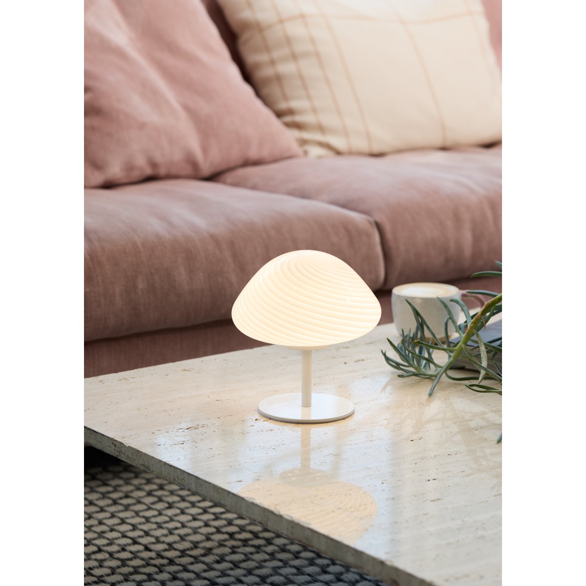 Lampe à poser Candy Mini Mush – Tête en verre, pied en métal blanc
