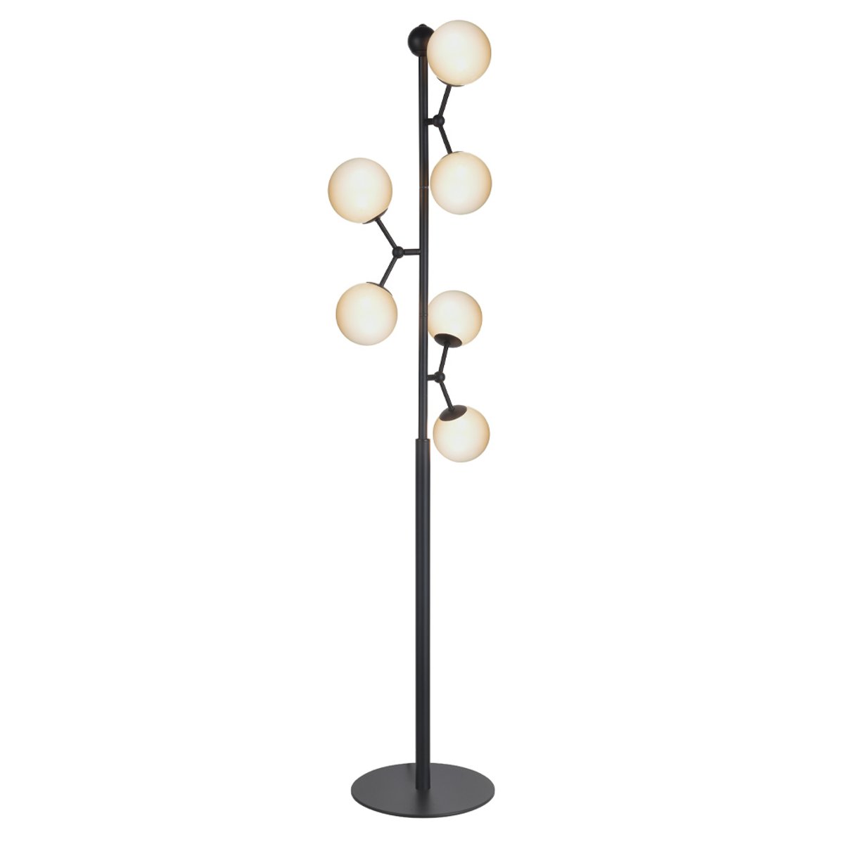 Lampadaire Atom 6 x G9 – Noir / verre opale
