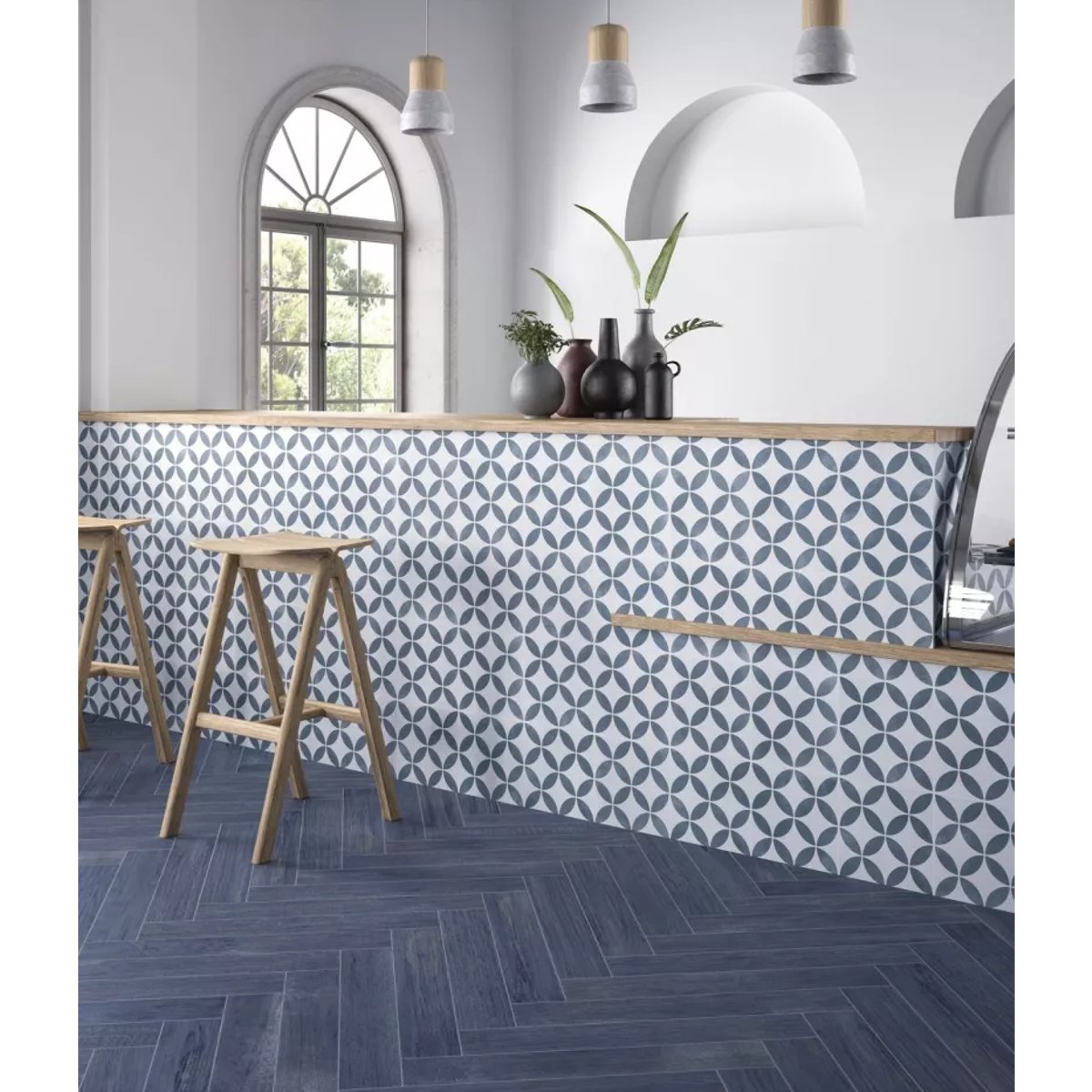 Carrelage Imitation Carreaux De Ciment 22,3x22,3 HAVANA White Petals