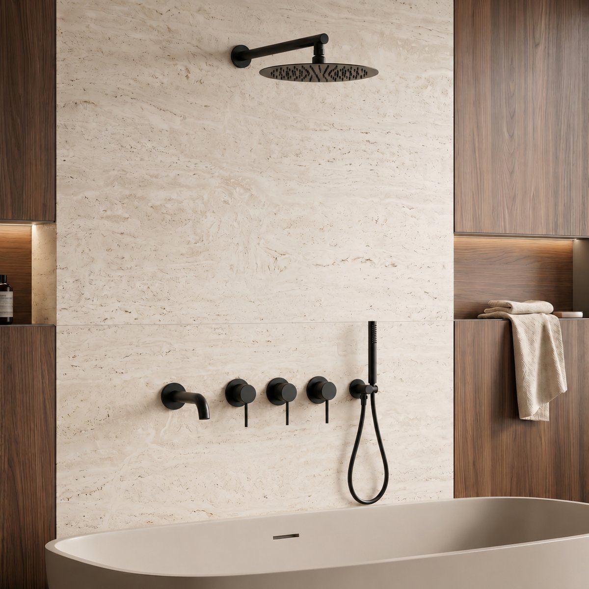 Ensemble bain douche noir mate