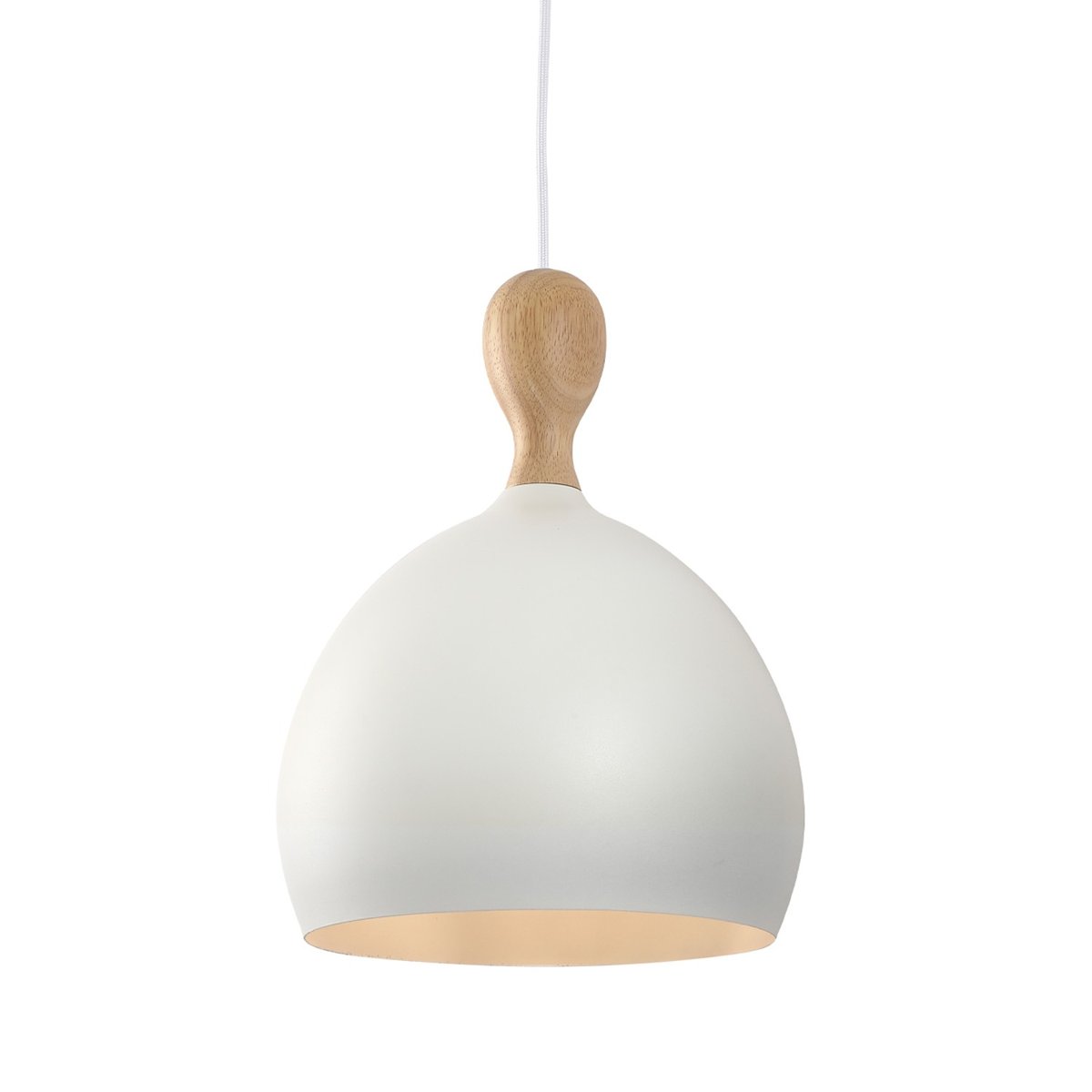 Suspension Dueodde métal et bois Ø24 cm E27 – Blanc