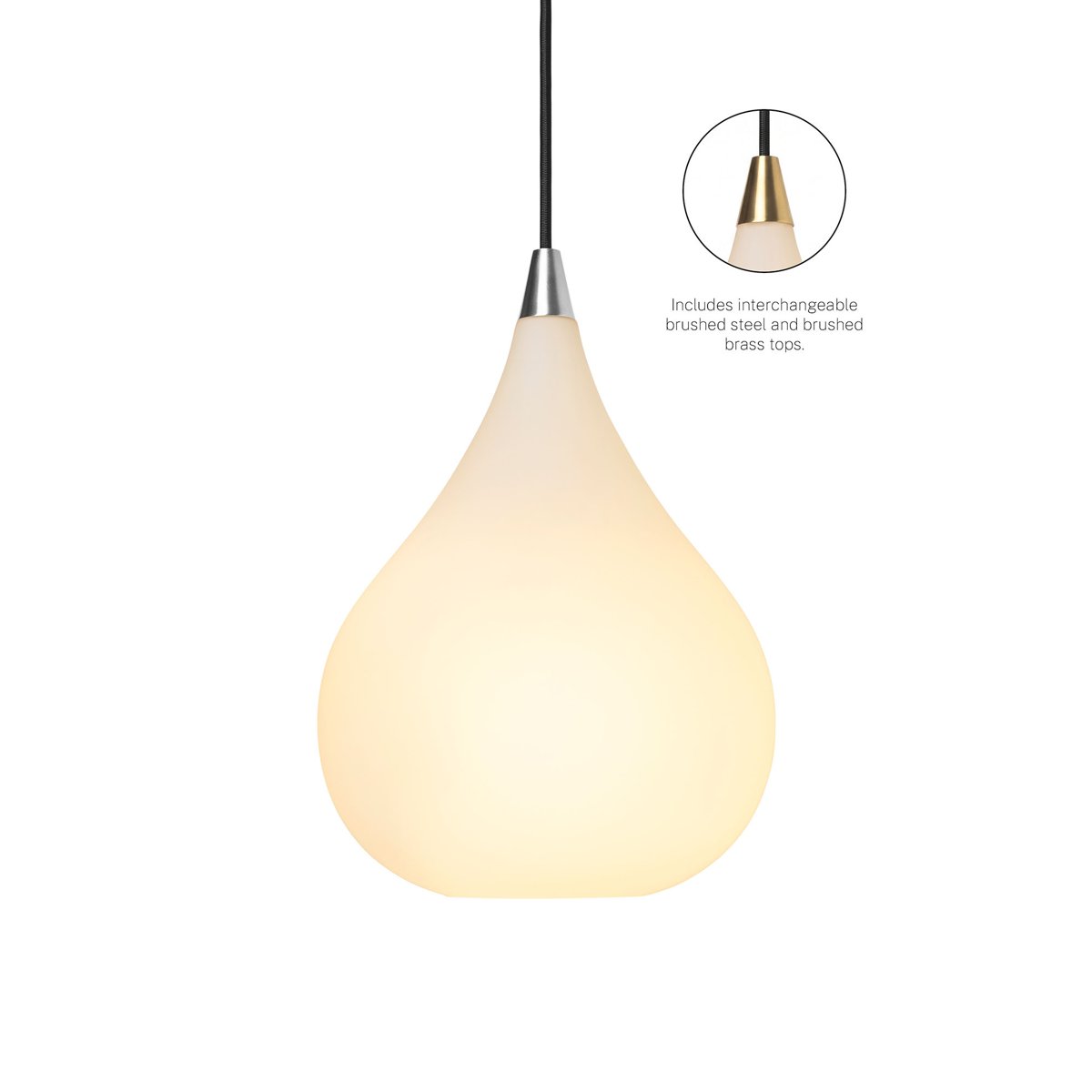 Suspension Drops Ø23 – Verre opale / acier