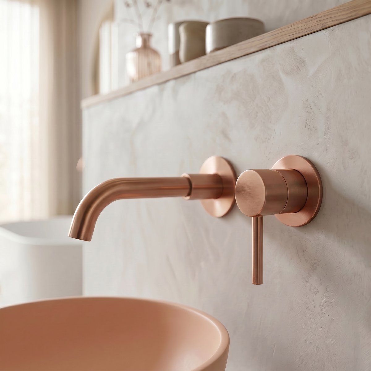 Mitigeur lavabo encastré or rose brossé