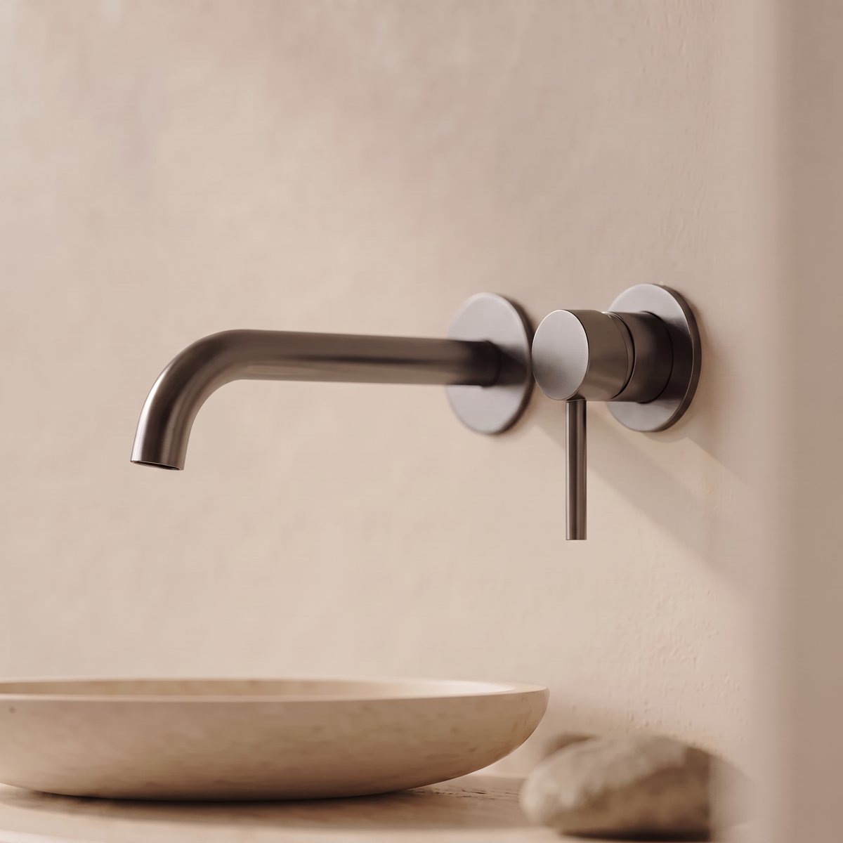 Mitigeur lavabo encastré gris brossé