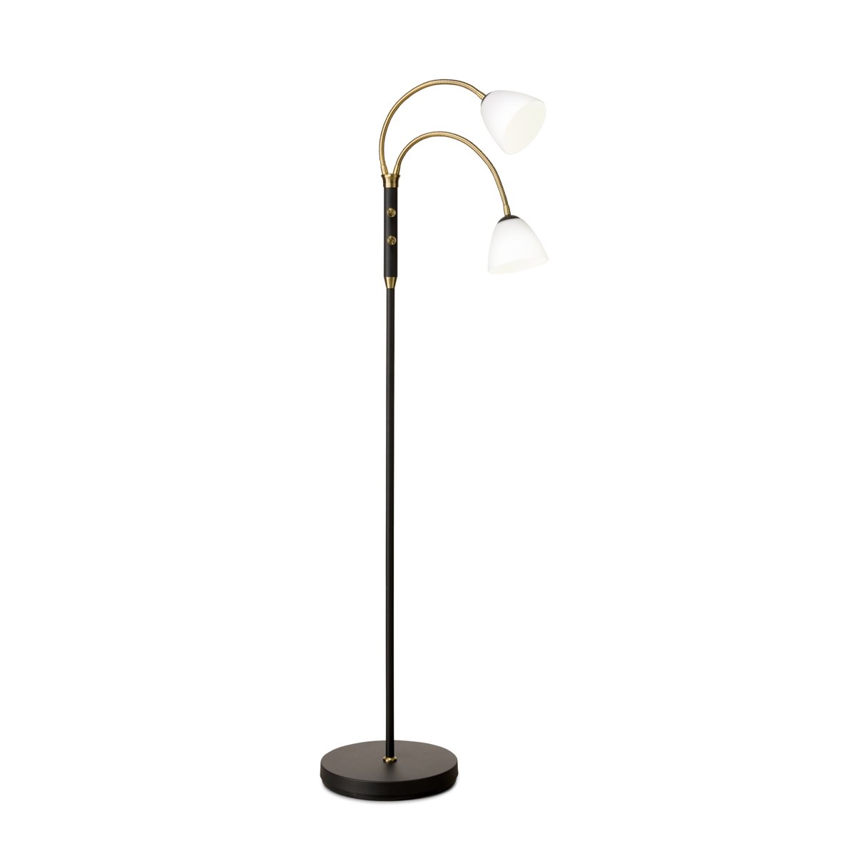 Lampadaire LED Lucid 2 lumières – Opale / laiton antique