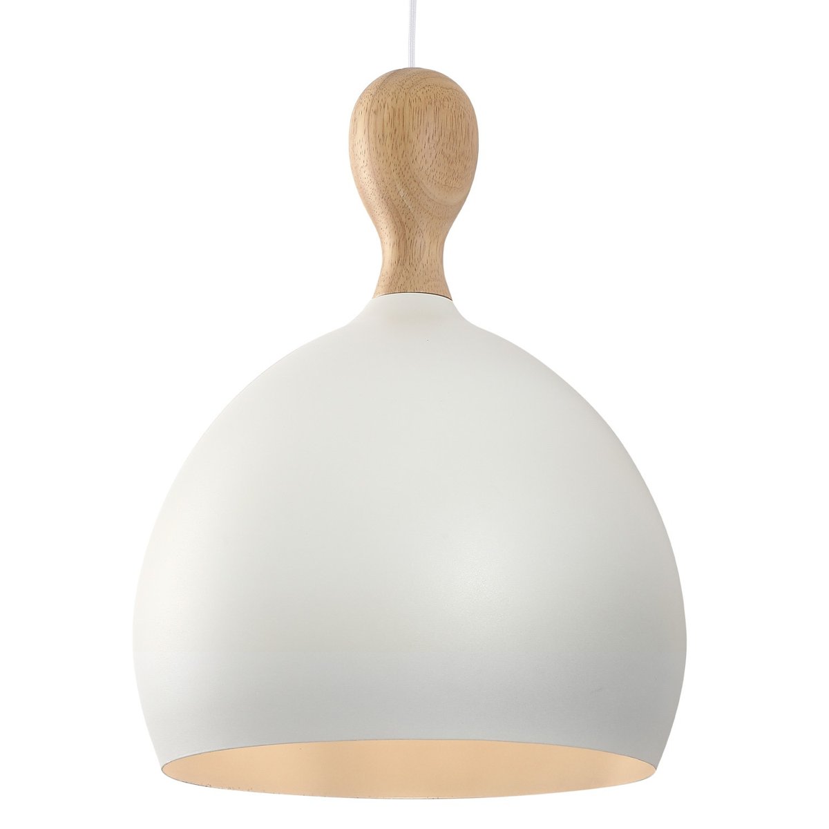 Suspension Dueodde métal et bois Ø39 cm E27 – Blanc
