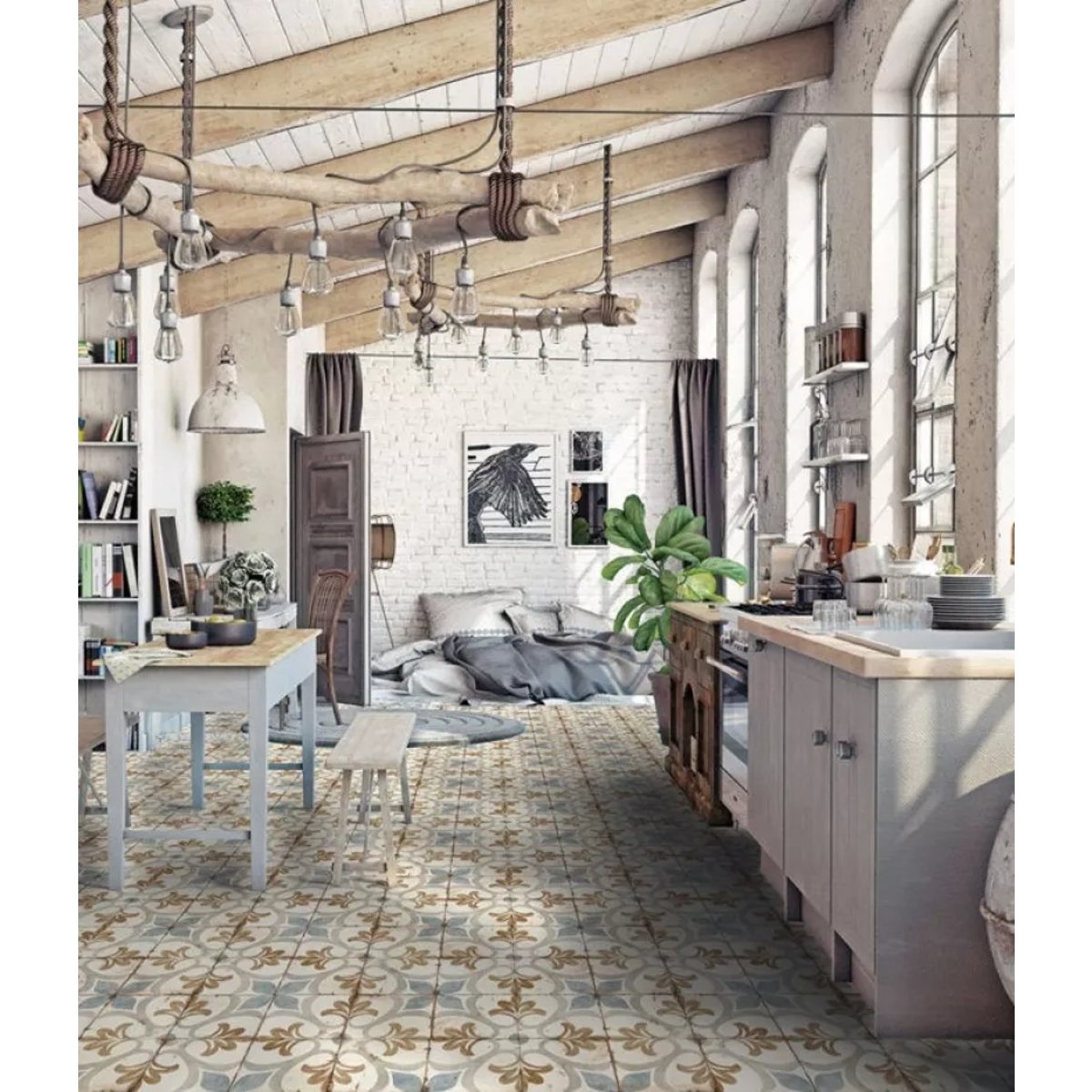 Carrelage Imitation Carreaux De Ciment LOFT FLOOR 20x20 Aurora