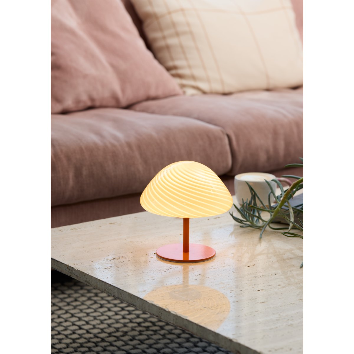 Lampe à poser Candy Mini Mush – Tête en verre, pied en métal orange