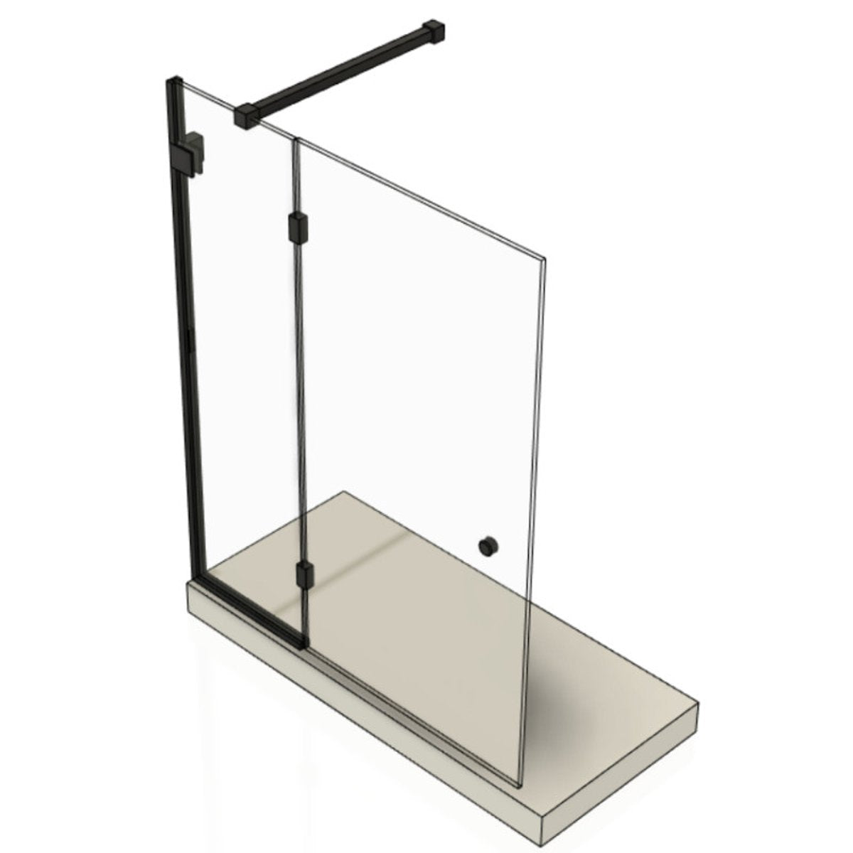 Pare-douche sur receveur en verre trempé sur mesure PAOLO - Noir Mat