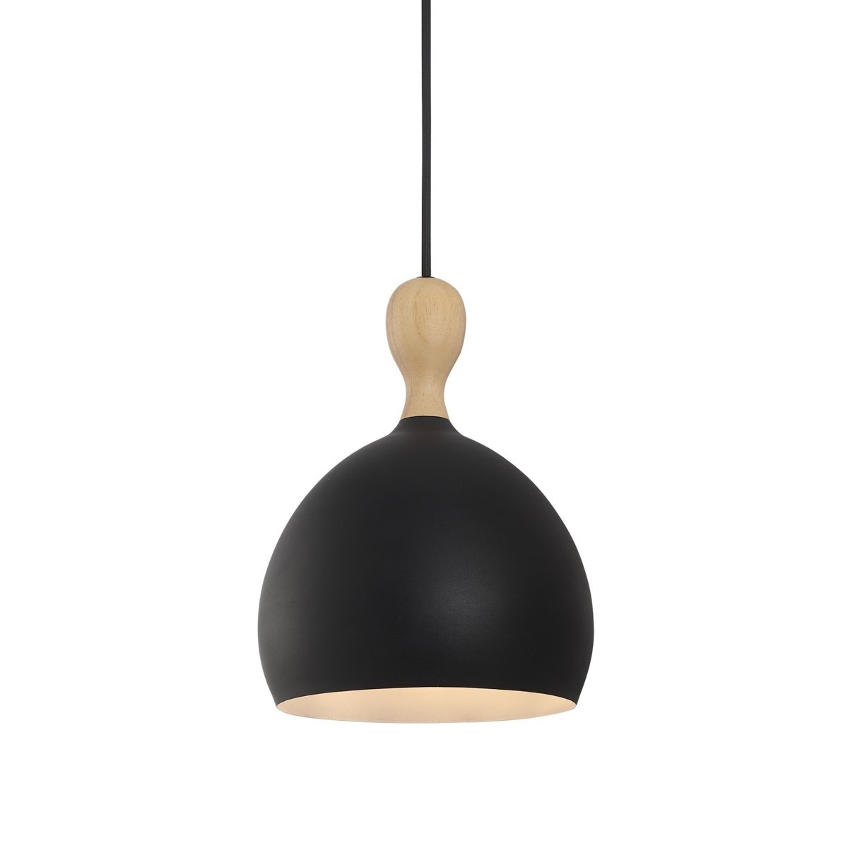 Suspension Dueodde métal et bois Ø18 cm E27 – Noir