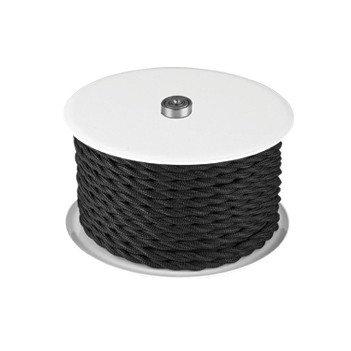 Rouleau de câble textile torsadé 25 m – Noir