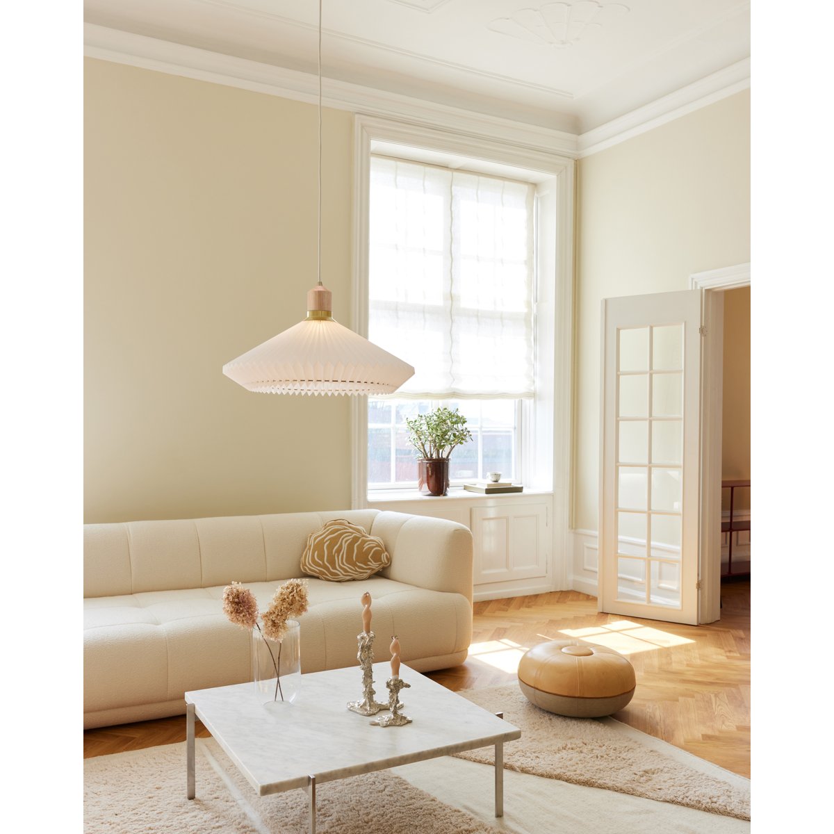 Suspension Paris Ø56 cm – Blanc pur, câble blanc