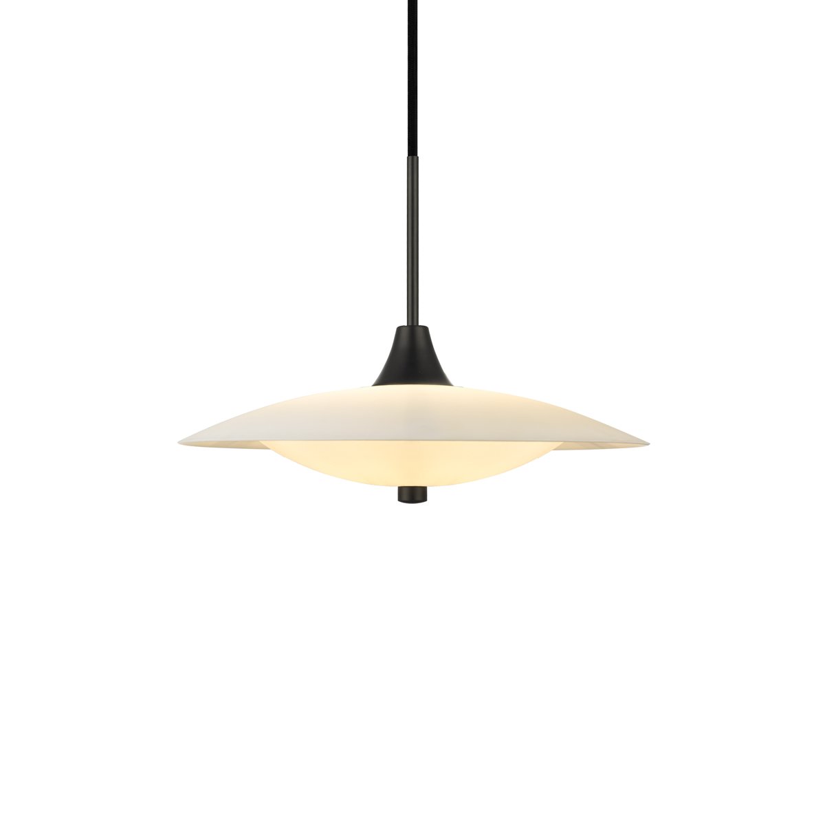 Suspension Baroni Ø35 – Verre opale / métal noir