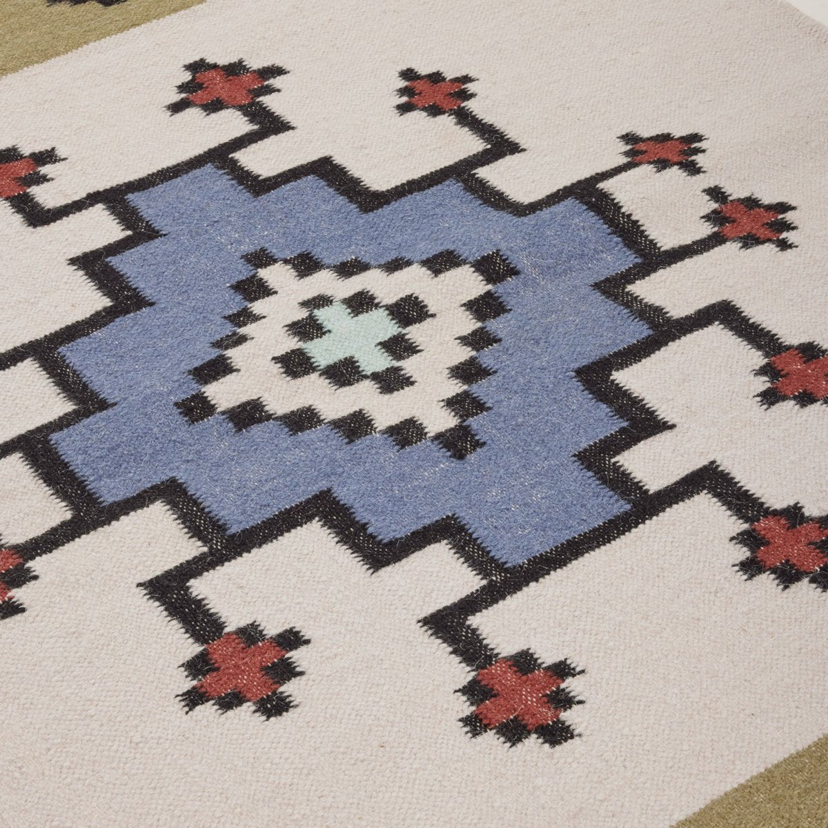 Tapis de sol BOUEKRI naturel et bleu