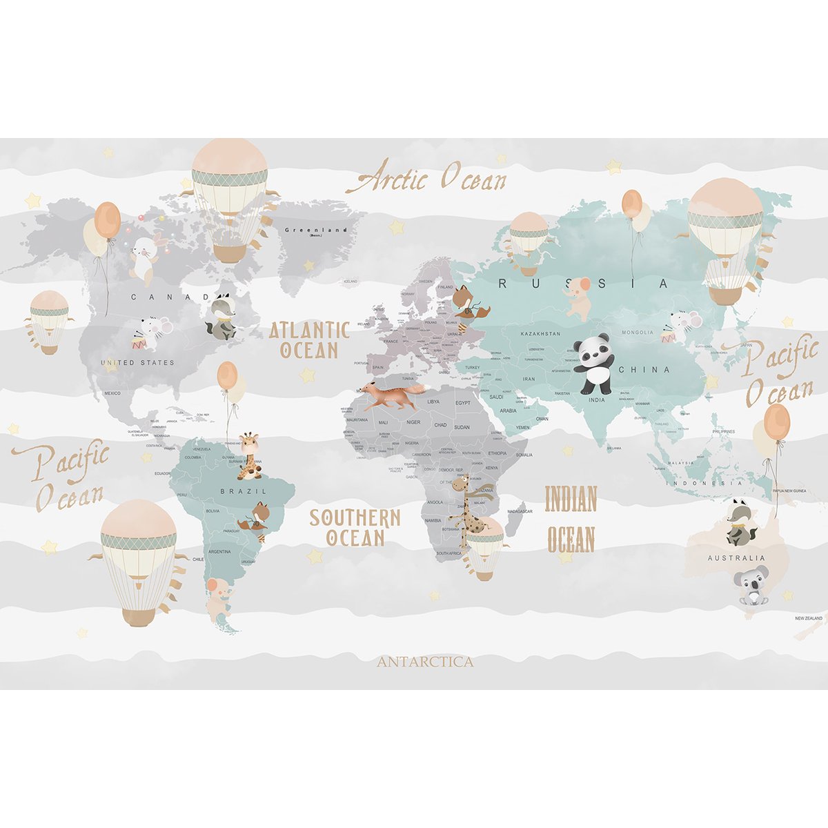 Papier peint panoramique Enfants - Carte du Monde