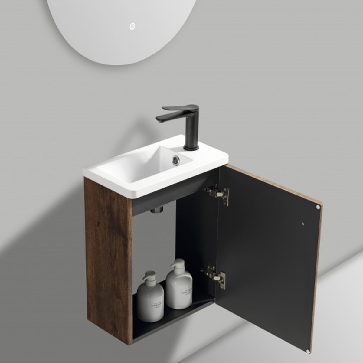 Lave main 40 cm chêne brun vieilli Aqualegno