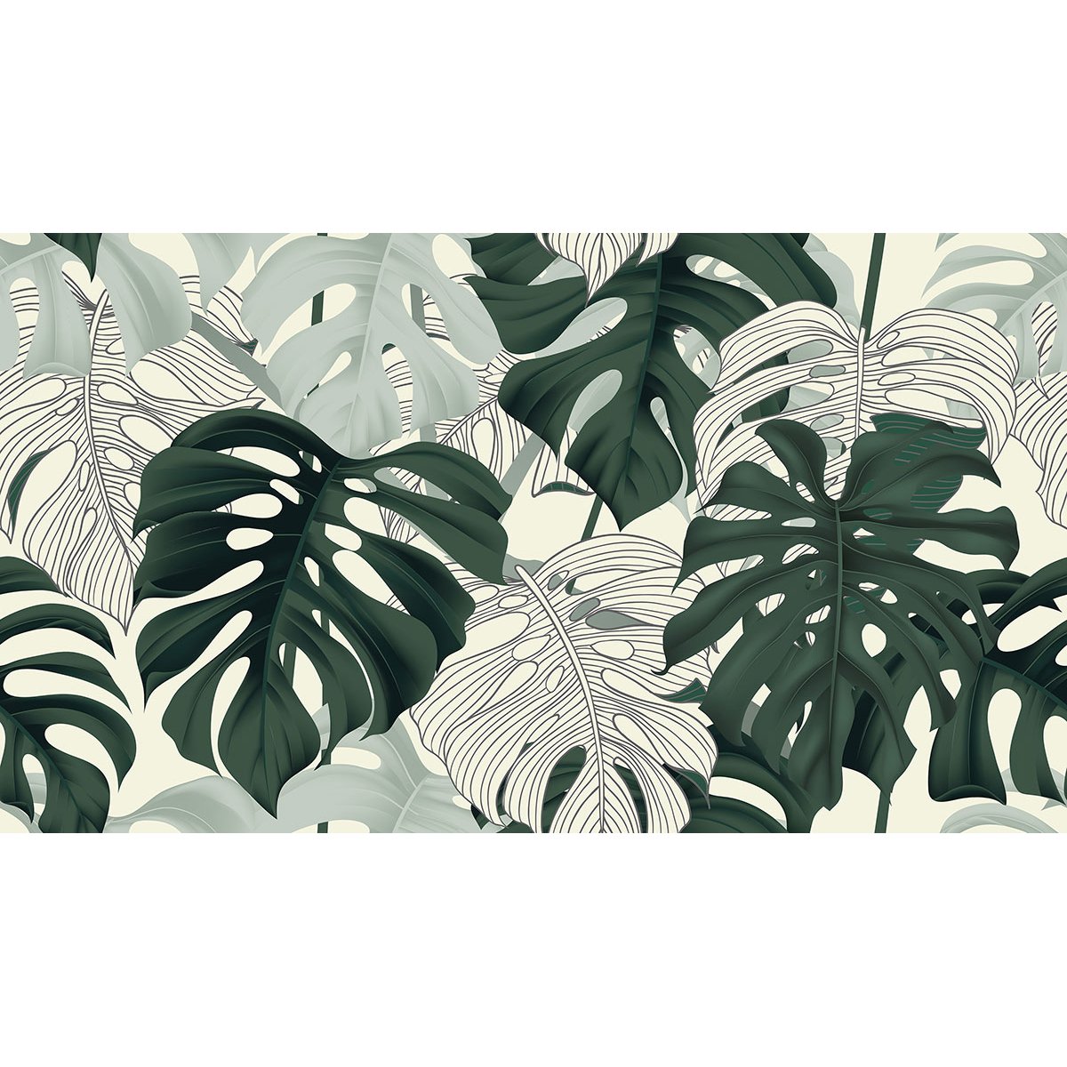 Papier peint panoramique - Feuilles tropicales