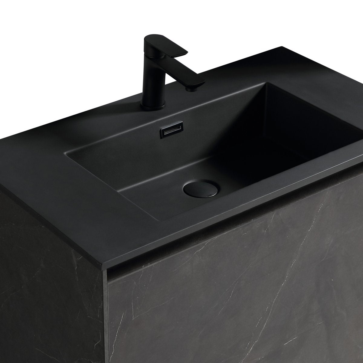 Ensemble meuble salle de bain 120 cm noir effet marbre Aquabella