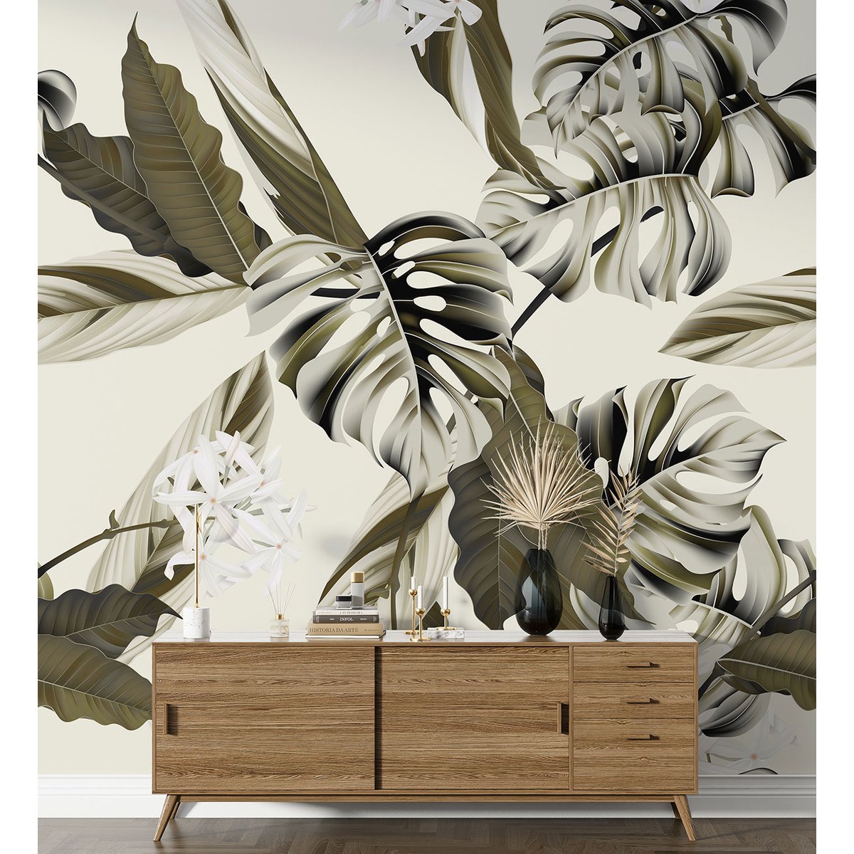 Papier peint panoramique - Feuilles tropicales